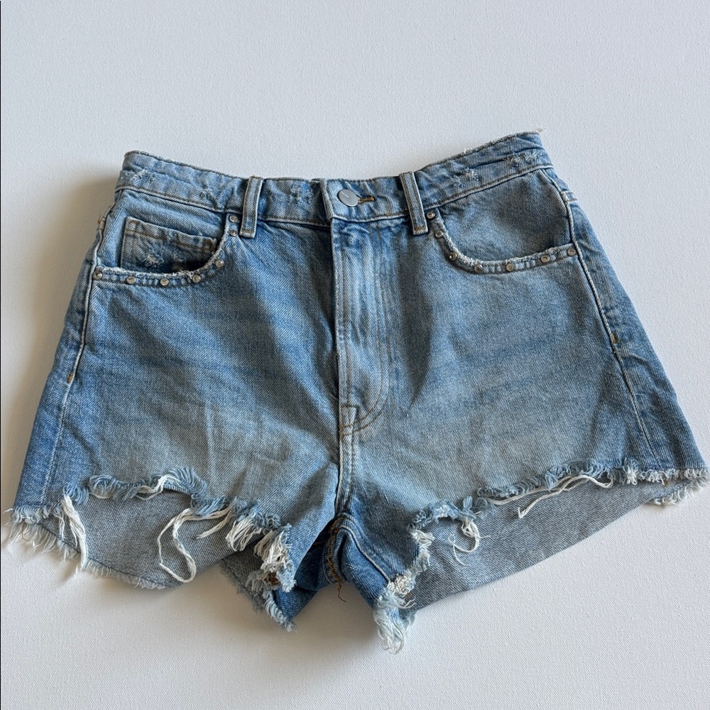 NWOT Denim Frayed Hem Studded Women Shorts